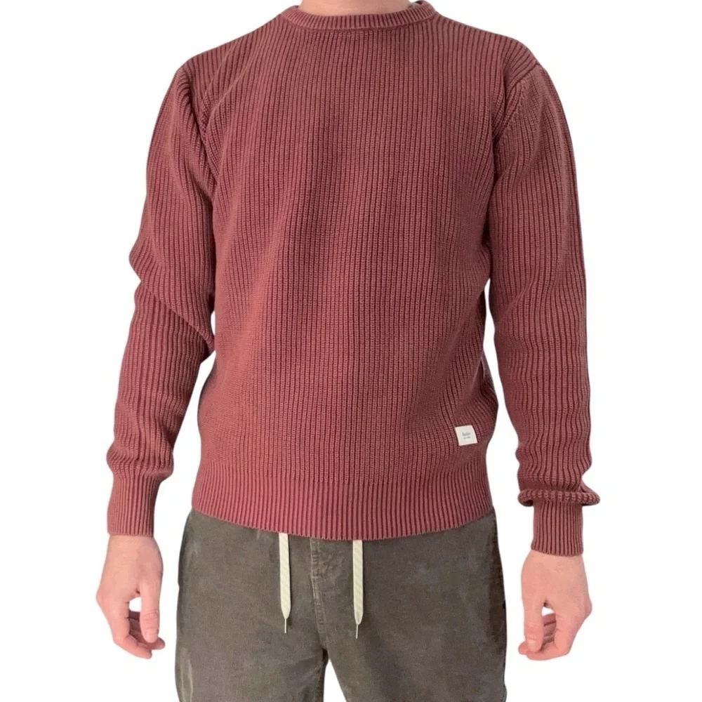 Katin Swell Ribbed Knit Crewneck Sweater Men’s Size Small Maroon Red New